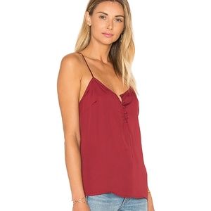 L'Academie Button Cami Blouse in Cabernet, XS